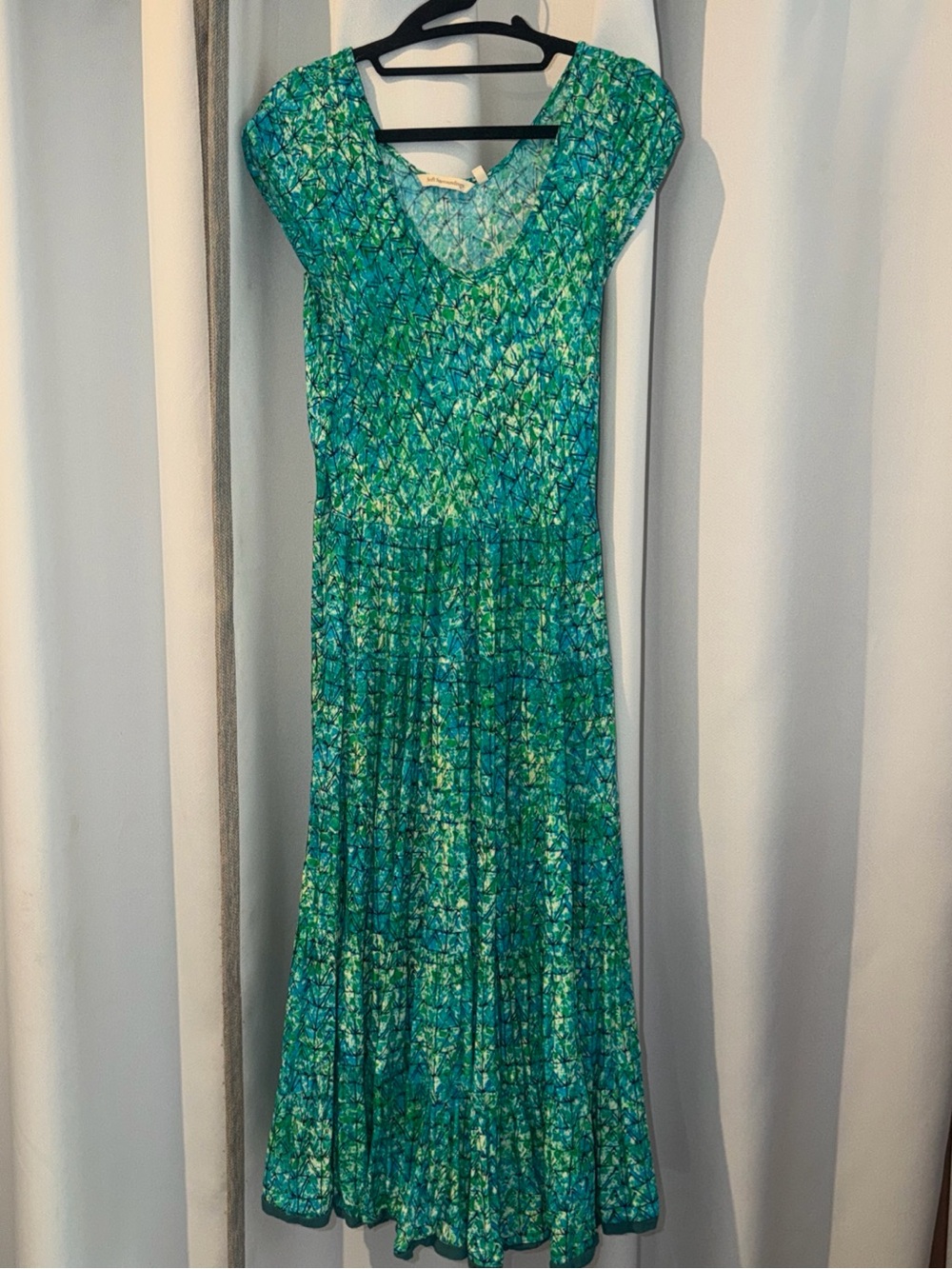 Soft Surroundings Teal and Green Patterned Maxi Dress